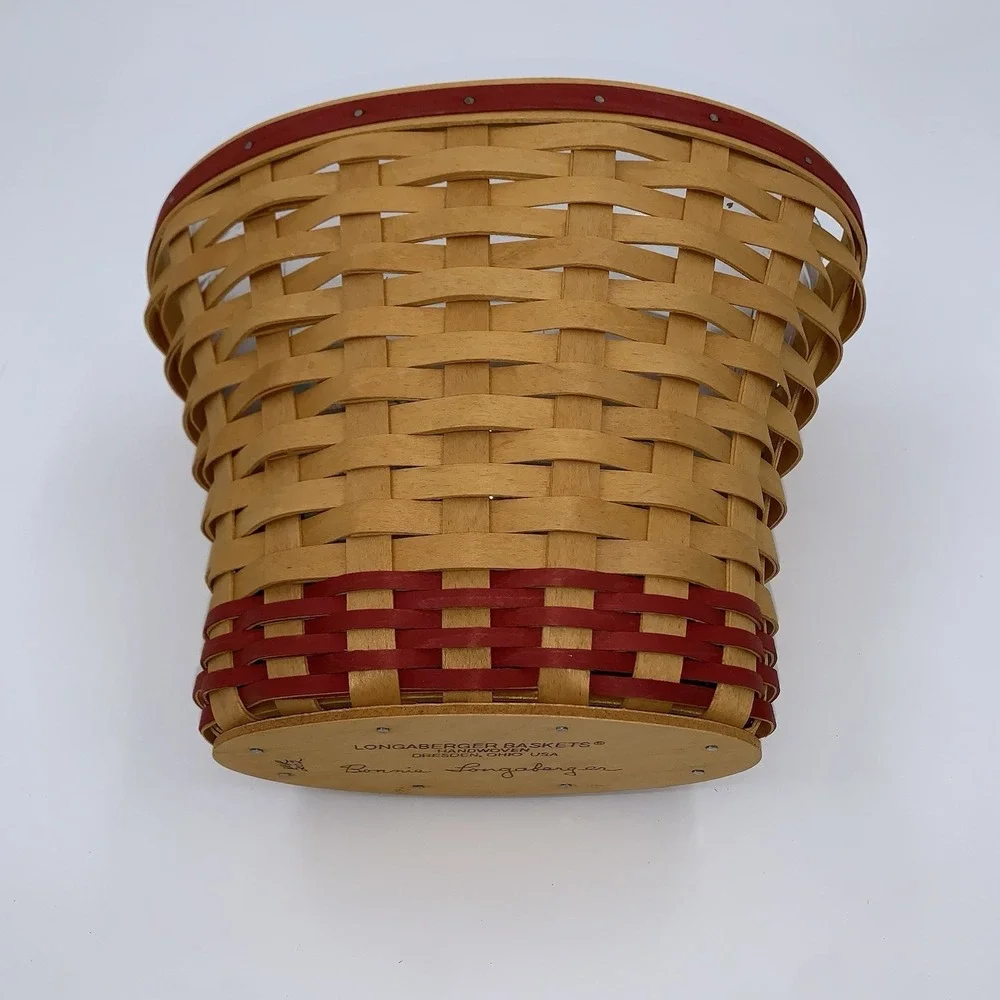 VTG 2002 Longaberger Basket May Series Geranium Liner, Tag, Protector Signed